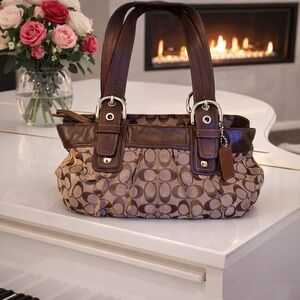 Coach Soho 2009 Brown and Tan Signature Shoulder Bag
